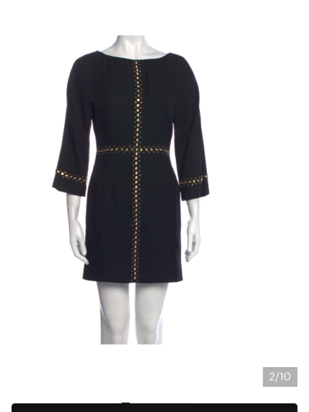 TAMARA MELLON | Gold Studded Little Black Dress Size 8 Edgy Chic